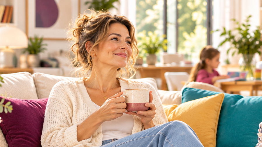 Moment paisible dans un intérieur familial